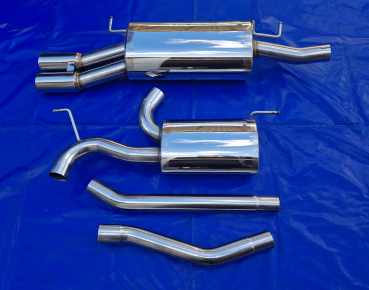 Edelstahl Auspuffanlage 2x76mm rund gebördelt Audi A6/4B Limousine + Avant