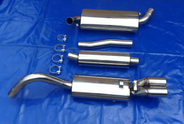 Edelstahl Auspuffanlage  2x76mm rund gebördelt Audi 80 Typ 89