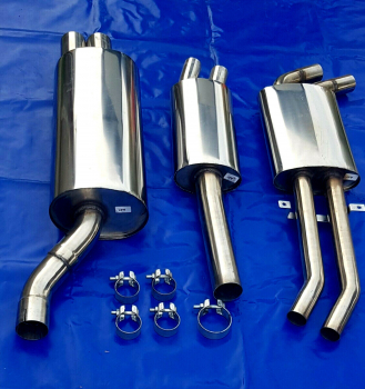 Edelstahl Auspuffanlage 2x76mm scharf BMW 3er E46