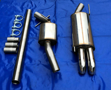 Edelstahl Auspuffanlage Gruppe A VW Golf 3 im Diesellook 2x76