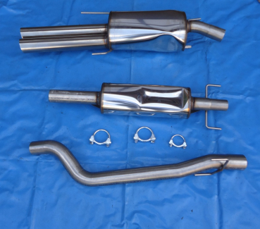 Edelstahl Auspuffanlage Opel Astra G Cabrio und Coupe 2x76