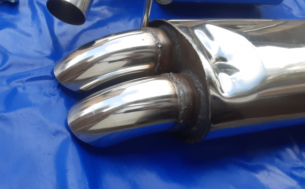 Edelstahl Auspuffanlage VW Golf 3 Diesellook 2x76