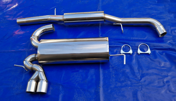 Edelstahl Auspuffanlage 2x76mm rund gebördelt Audi A3/S3 Quattro/ 8L