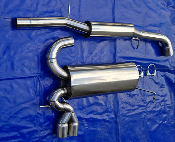 Edelstahl Auspuffanlage 2x76mm rund gebördelt Audi A3/S3 Quattro/ 8L