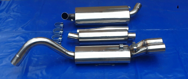 Edelstahl Auspuffanlage  2x76mm rund gebördelt Audi 80 Typ 89