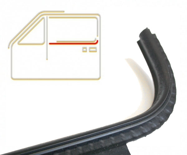 Aussenschachtdichtung links  VW Golf 1 mit Nut für Chromleiste