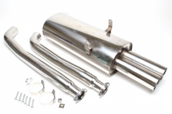 Edelstahl Auspuffanlage 2x76mm scharf BMW 3er E36