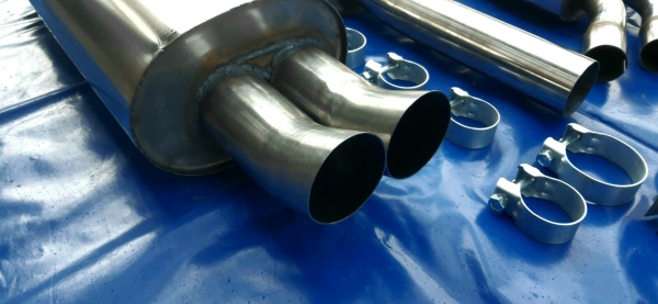 Edelstahl Auspuffanlage 2x76mm DTM BMW 3er E46