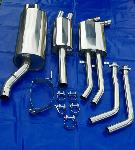 Edelstahl Auspuffanlage 2x76mm scharf BMW 3er E46