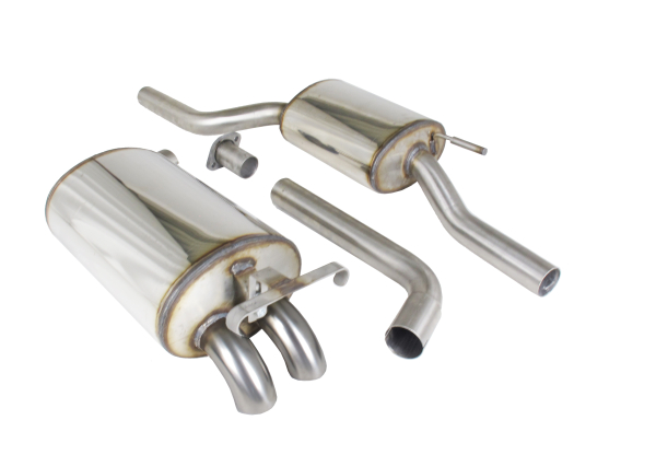 Edelstahl Auspuffanlage original Look für Mercedes W201 mit Einzelflansch