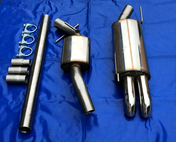 Edelstahl Auspuffanlage Gruppe A VW Golf 3 im Diesellook 2x76