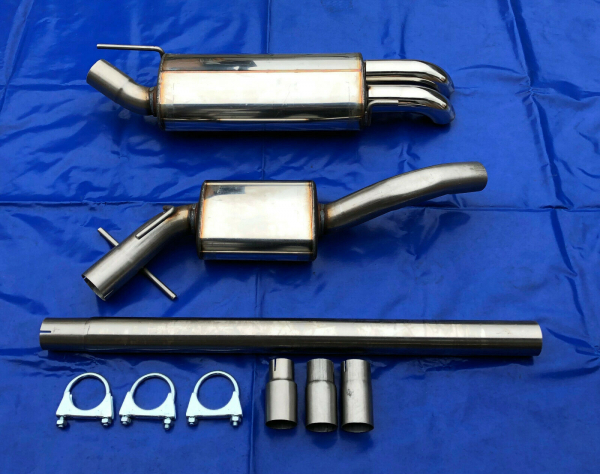 Edelstahl Auspuffanlage Gruppe A VW Golf 3 im Diesellook 2x76