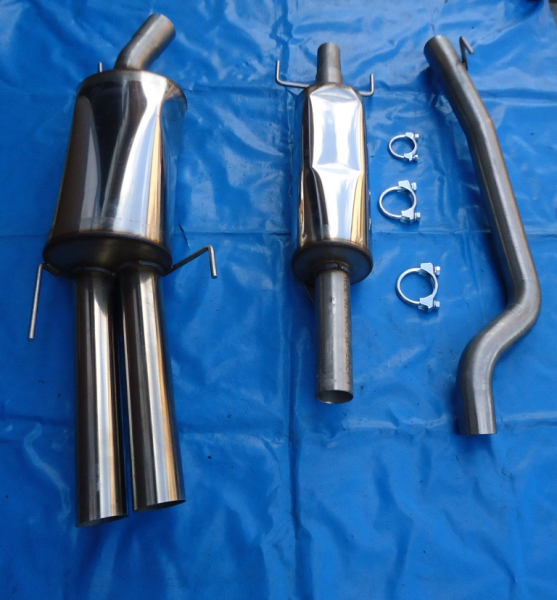 Edelstahl Auspuffanlage Opel Astra G Cabrio und Coupe 2x76
