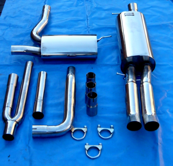 Edelstahl Auspuffanlage 2x76mm DTM Audi A4